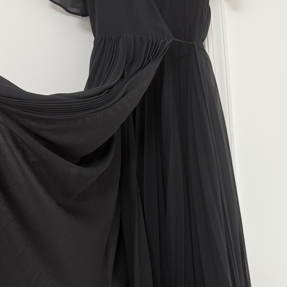 Lulu's Black Chiffon Midi Dress - Picture 4 of 4